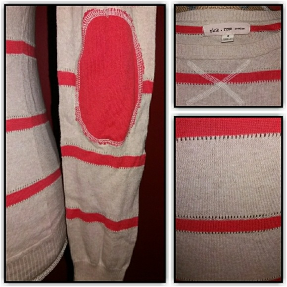 ☆Sold☆Pink Rose Striped Knit Top EUC - Picture 3 of 4